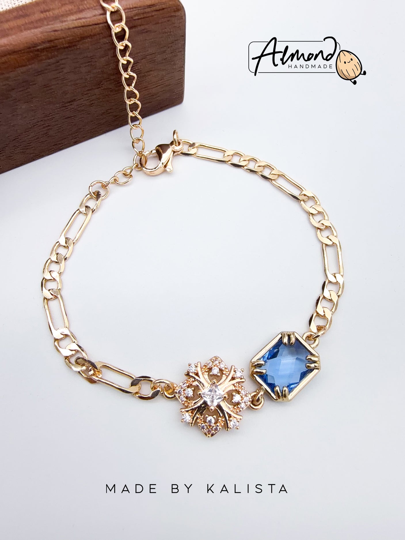 14K Gold Plated Floral Celeste | Ruby Bloom Zircon Stone Bracelet
