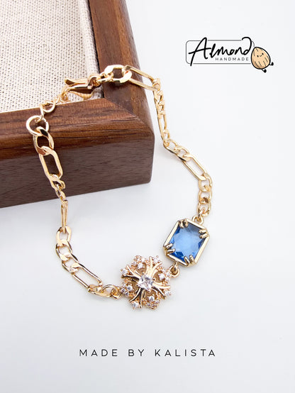 14K Gold Plated Floral Celeste | Ruby Bloom Zircon Stone Bracelet