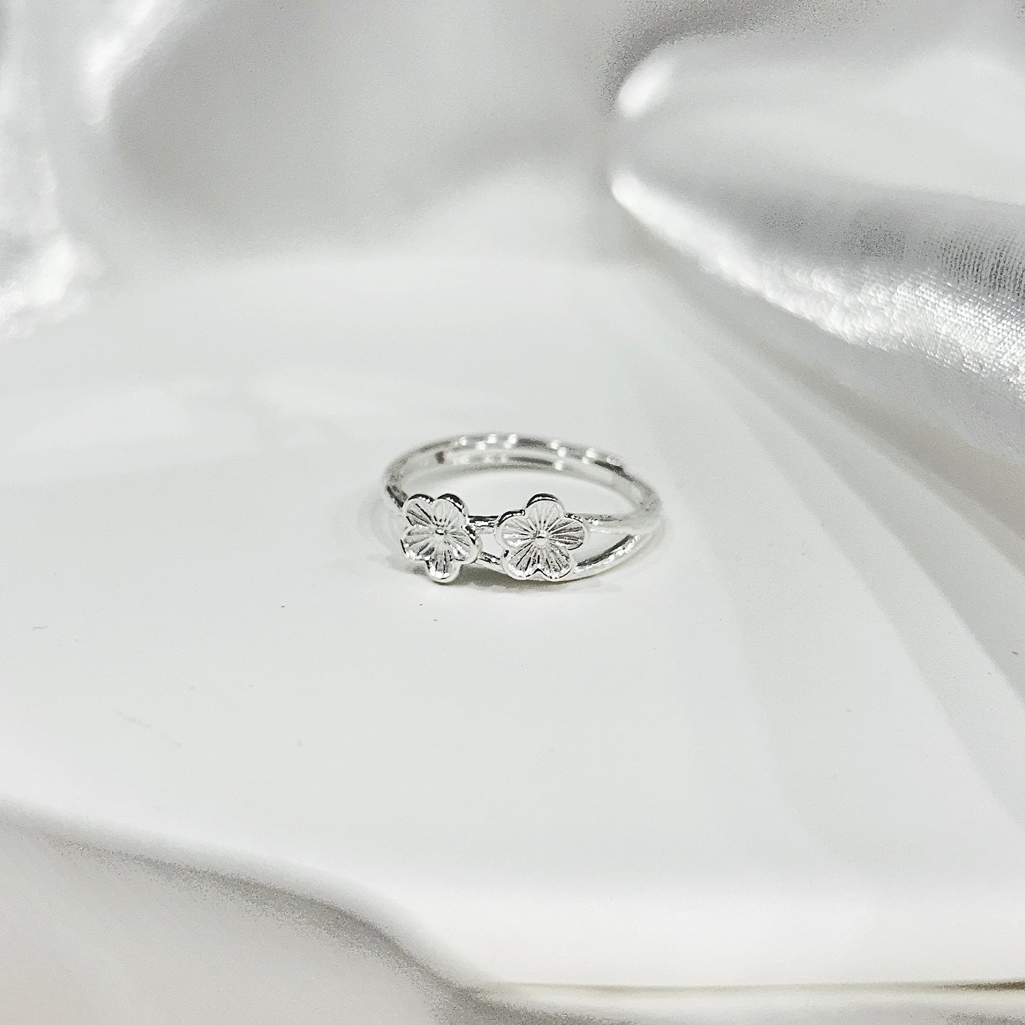 Adjustable Ethereal Plum Petal Ring